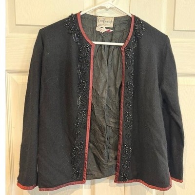 Vintage 60's Esca Cavanagh Embellished Cardigan Black Glam Beaded Angora