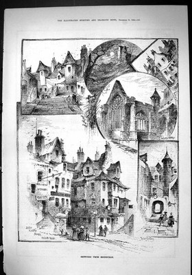 Alt 1884 Edinburgh Paisley Abtei John Knox Haus Krummstein Schloss P viktorianisch