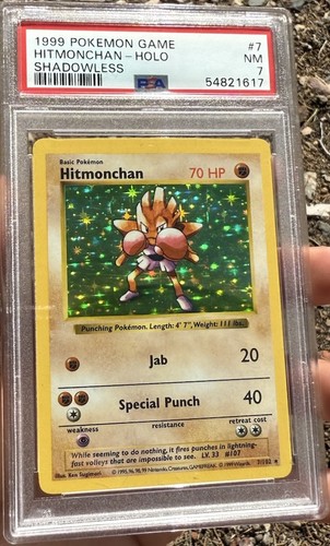 1999 Hitmonchan 7/102 Holo Shadowless PSA 7 Pokemon Card Game