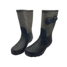 Chooka Women's Waterproof Mid Cafe Racer Herringbone Rain Boot Size 6 US Black