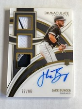 2022 Panini Immaculate RPA AUTO JERSEY ON CARD RC ROOKIE /99 JAKE BURGER SOX