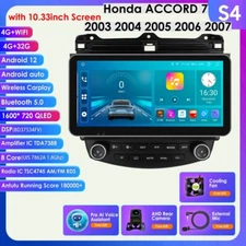 For Honda Accord 7 2003-07 Android12 Stereo Radio Car GPS 10.33" QLED screen+Cam