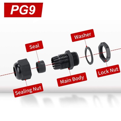 IP68 Wire Connector Uxcell 10pcs M18x1.5 Waterproof Nylon Cable Glands - For 5-10mm Wires, IP68 Rated M18x1.5 Cable Gland 10 Pack
