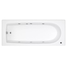 Whirlpool 1500 x 700 Round Single End, Chrome 6 Jet Hydrotherapy Spa Bath