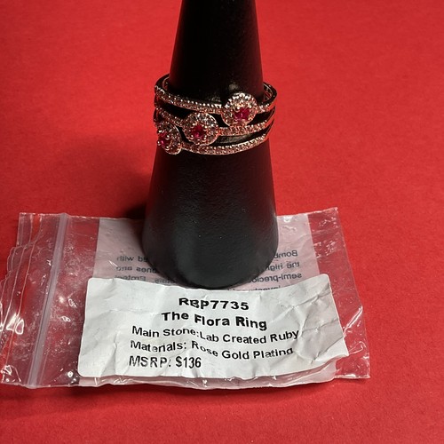 Bomb Party RBP7735 “The Flora Ring” Lab Created Ruby on Rose Gold Sz 10 Ring NWT - Picture 4 of 5