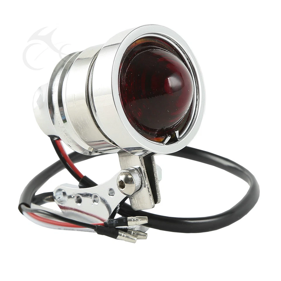 Luz trasera LED de aluminio cromado bala para Harley Bobber Chopper Café Racer Foto 3 de 4