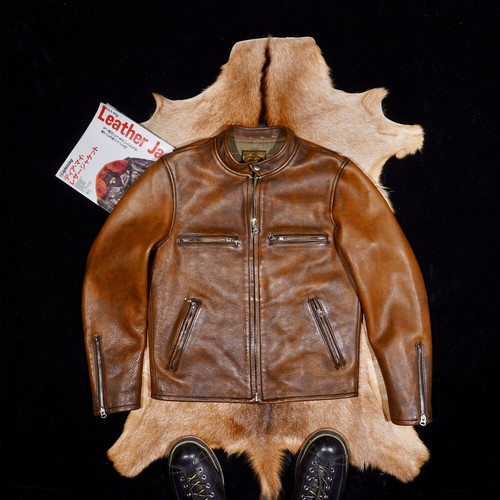 Full Grain Vegetable Tanned Washed Aged Cowhide Men's Leather Biker Jacket - Picture 13 of 14