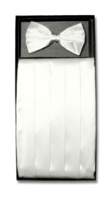 SILK Cumberbund & BowTie Solid Color Men's Cummerbund Bow Tie Set Over 25 Colors