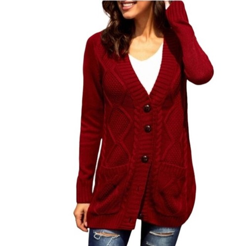 red open front cardigan sweater