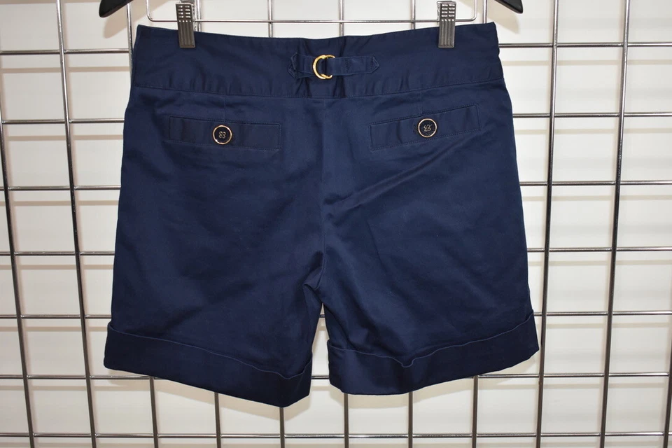 Pantalón corto para mujer CHARLOTTE TARANTOLA azul oscuro mezcla de algodón talla 6 a la venta Foto 2 de 4