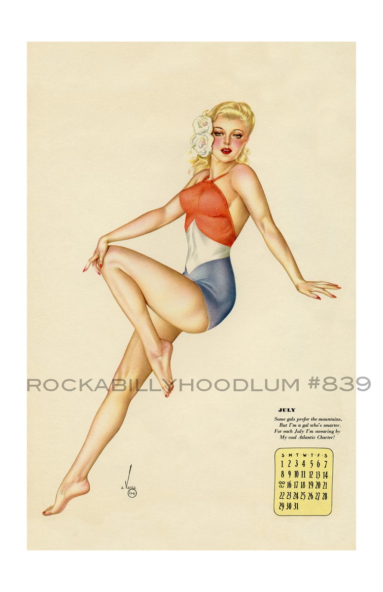 バーガスガール　2体 New Pinup Girl Poster 11x17 Alberto Vargas Varga Art July 1944