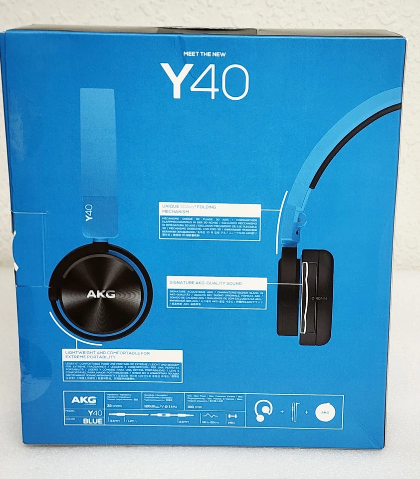 AKG Y40 Mini Auriculares On-Ear con Control Remoto/Micrófono y Cable Desmontable, Azul Foto 3 de 4