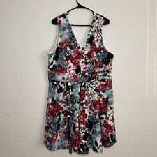 Haute Monde Women's Casual Dress Size 3XL Sleeveless V-Neck  Zipper Floral