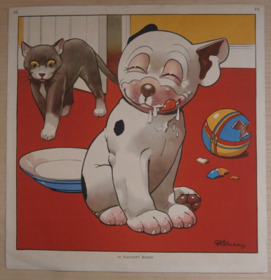 NAUGHTY BONZO, Poster von G E Studdy 30er Jahre Druck