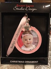 STUDIO DESIGN Pink Baby s 1st First Christmas 2023 Photo xmas ornament new Bear