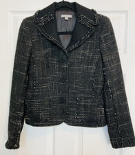 Ann Taylor women  s black boucle blazer sz. 4 classic preppy suit piece old money