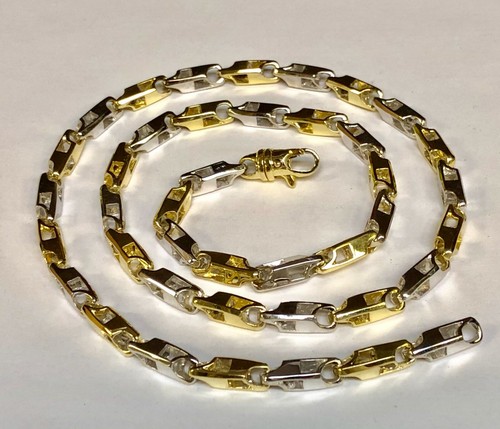 18k Solid Yellow/White Gold Handmade 