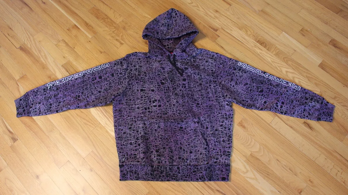 Supreme Marble Hooded Sweatshirt Purple SS19 Size Large New Hoodie Pullover Men