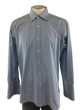 Charles Tyrwhitt Button Shirt 16 34 Blue Yellow Plaid Houndstooth French Cuff