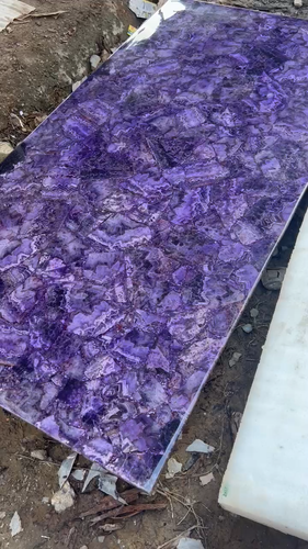 Amethyst Crystal Coffee Table – Luxurious Purple Stone Centerpiece for Interiors - Video 1 of 1