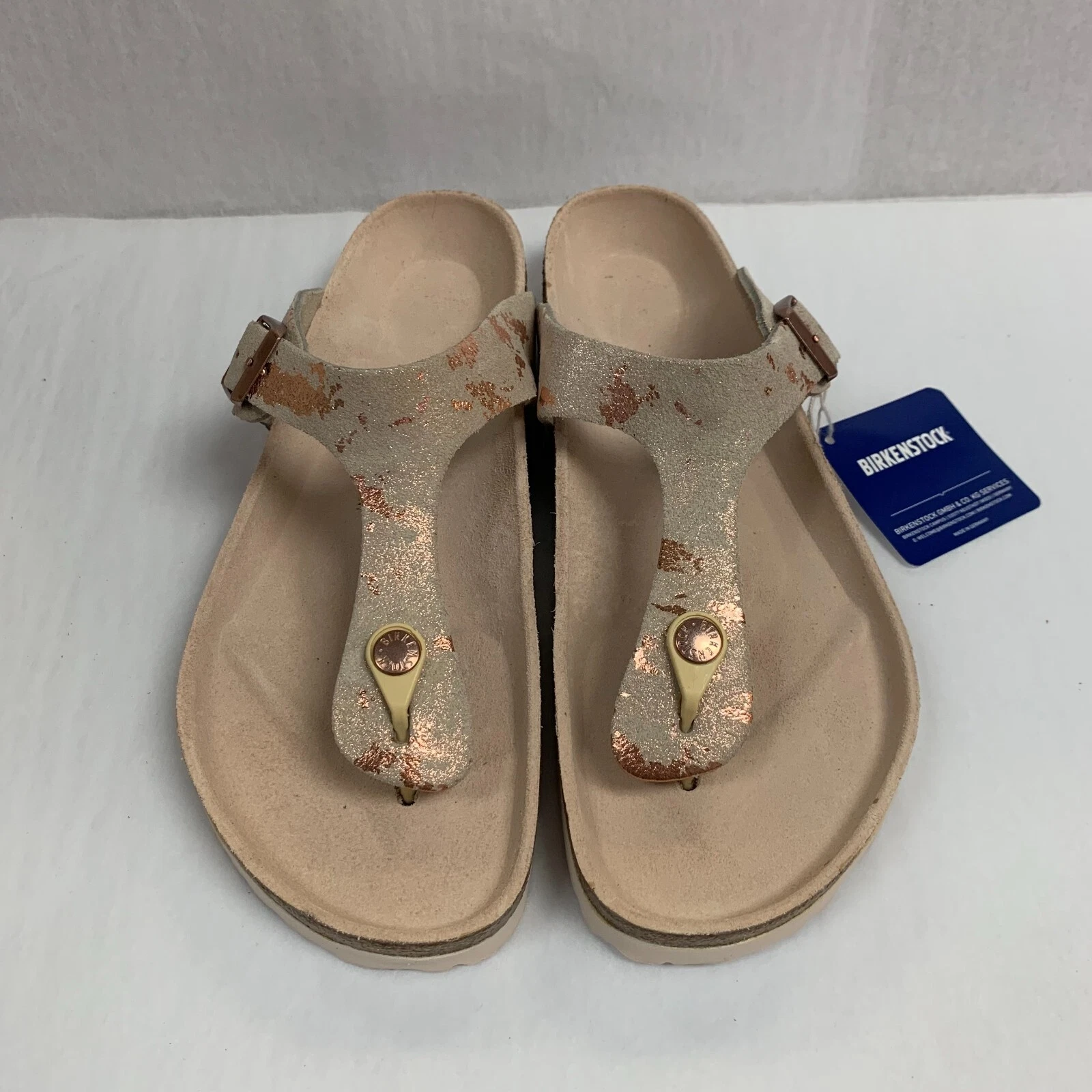 Birkenstock New w/ Box Gizeh Vintage Metallic Rose Copper Suede Reg Select Size