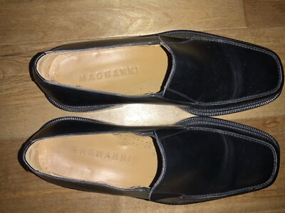Magnanni Dominguez Black Leather Apron Toe Loafers Shoes  display picture 3