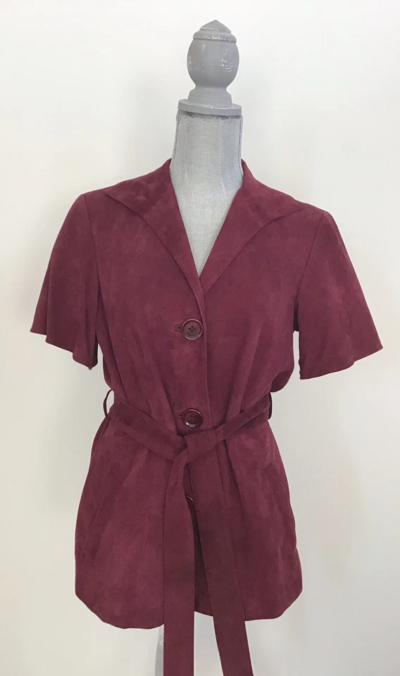 Lafayette 148 замшевый блейзер коротким рукавом женщин подпоясанный рубашка куртка размер маленький - Изображение 2 из 4