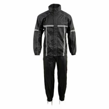 Milwaukee Leather MPM9510 Men Water Resistant Rain Suit w/Hi Vis Reflective Tape