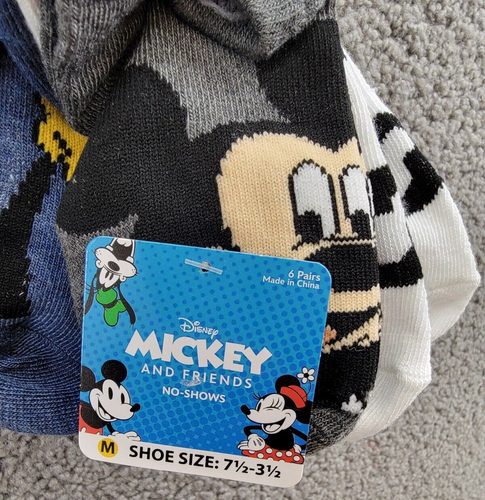 Disney Mickey And Friends No Show Socks Boys 6-8.5 Multicolor Pair Of 6 - Picture 9 of 13
