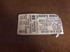 1965 Holiday Tournament Basketball Ticket Marquette Kent State Yale Evansville 