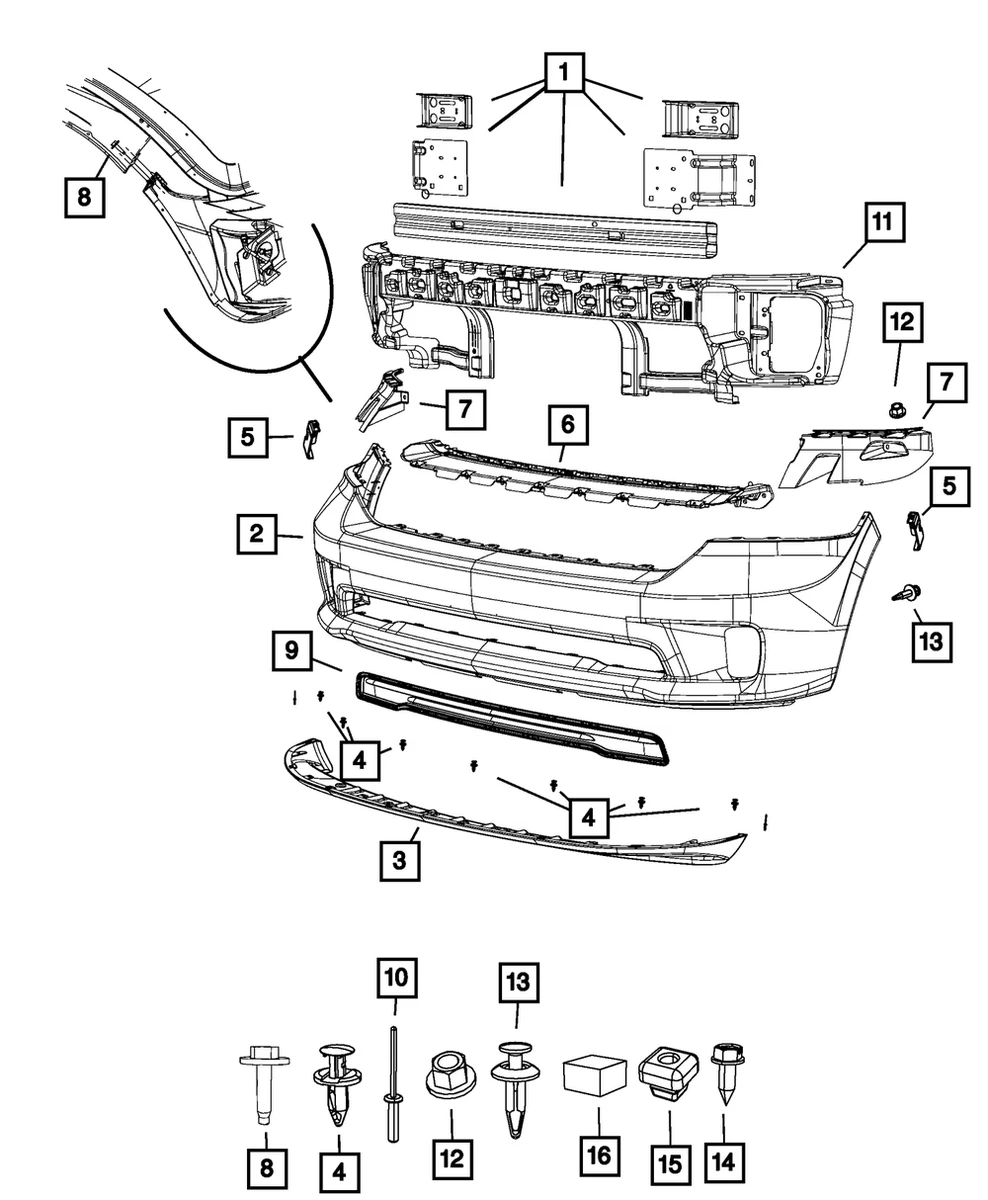 2013 20 DODGE RAM 1500 DS FRONT CENTER BUMPER REINFORCMENT OEM