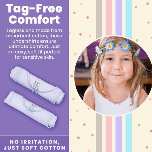 NEW Girls Cami Undershirts Cotton Tank Trim and Strap (4 Pack) Size 2/3T w Bows - Picture 8 of 9