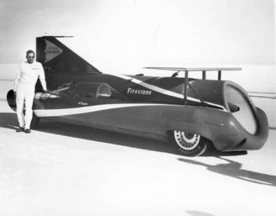 Art Arfons On The Bonneville Salt Flats With His 'Green Monster' Old Photo