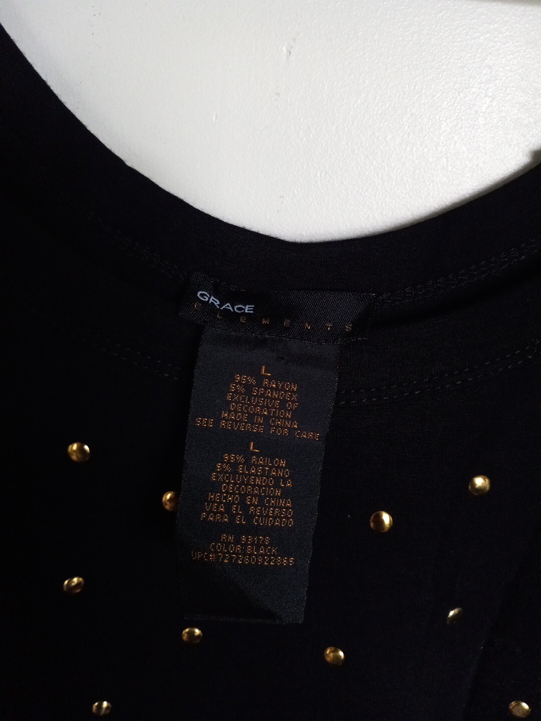 GRACE ELEMENTS Womens Black Studded Rayon Tunic T… - image 2