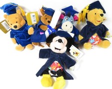 Lot 5 WINNIE THE POOH Eeyore Mickey Disney Store Plush 8" GRADUATION, NWT