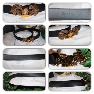 STUNNING VERSACE MEDUSA HEAD WITH WINGS LEATHER BELT! (MSRP