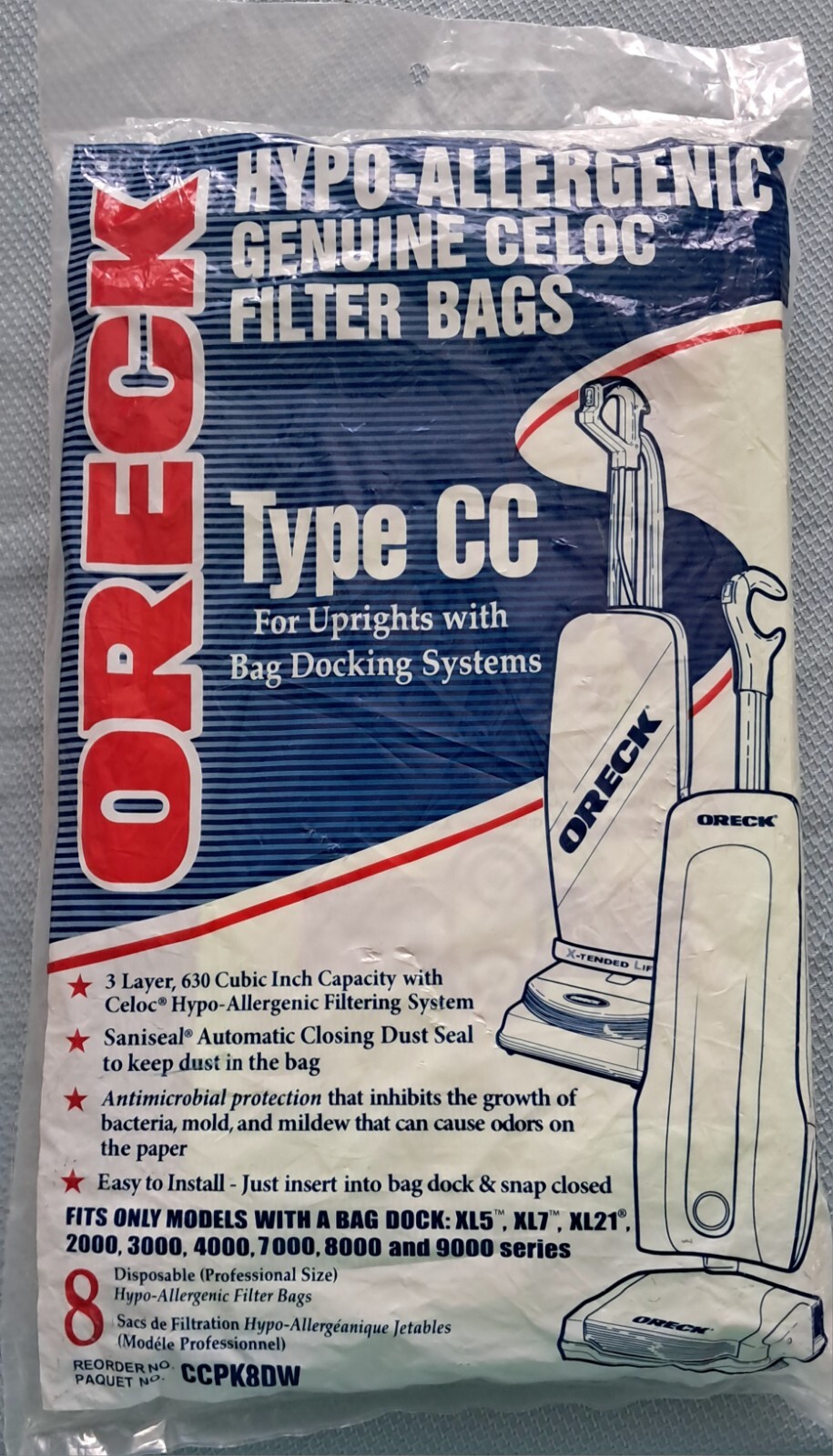 Pack of 8 Oreck XL Type CC Vacuum Cleaner Bags CCPK8DW eBay