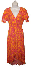 New Abel The Label Anthropologie sz M Long High Low Dress orange pink M1
