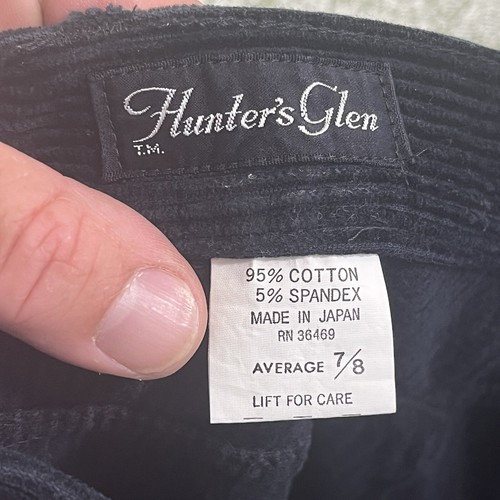 Hunters Glen Pants Junior Women 7 8 Vintage Black Wide Wale Corduroy 80s Stirrup - Picture 7 of 9