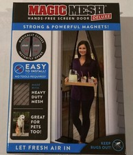Magic Mesh Deluxe- Black- Hands Free Magnetic Screen Door, Mesh Curtain