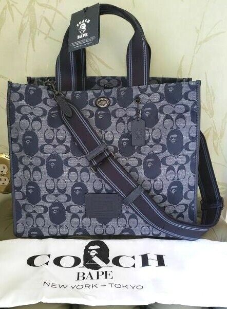 BAPE X COACH TOTE 40 &/or PHONE WALLET SIGNATURE CHAMBRAY:NWT