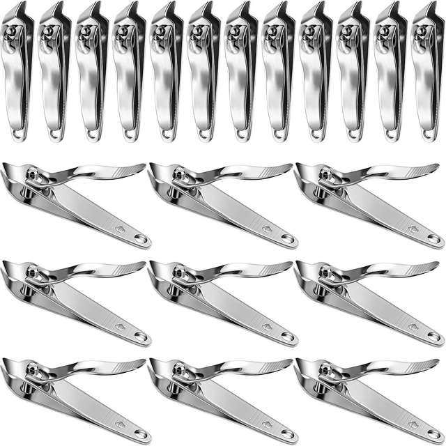24 Pieces Metal Slanted Nail Clippers Side Edge Angled Cuticle Cutting