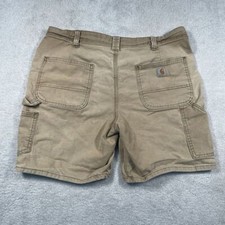 Carhartt Carpenter Shorts Womens 12 Tan Canvas Utility Workwear Distressed Faded