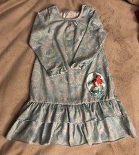 Disney Store Little Mermaid Toddler Girl Long Sleeve Ruffle Hem Nightgown XS 2/3