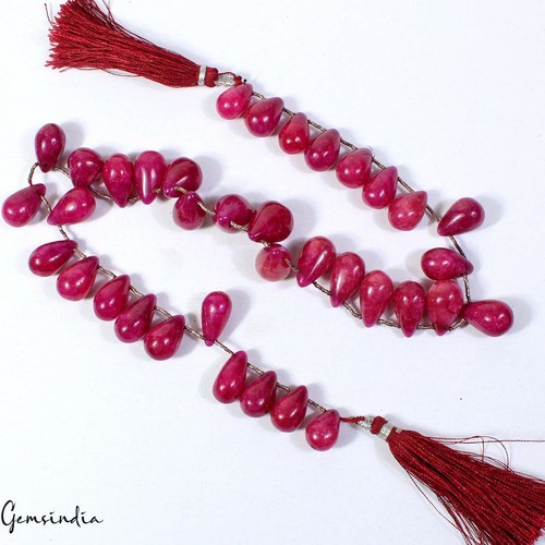 Beautiful Red Color Quartz Smooth Pear Drop Polished Beads, 36 Pc 12-17mm/330 Ct - Picture 6 of 7