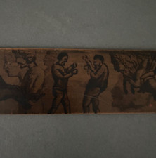 19th Century Wooden Painted Rule Decorated Men and Horses Fencing Boxing M3058