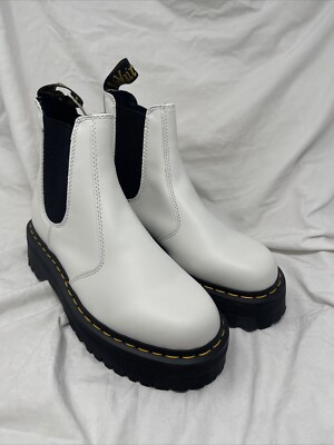 Dr Martens Women's Chelsea Platform White Boots Size 9 Uk 7 (bd630))