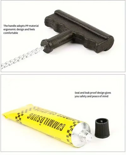 Car Tire Repair Tool,Motorcycle Tubeless Wheel Tire Repair Kit,Puncture Plug,Rub - Foto 7 di 8