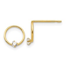 Madi K Kid's Earrings 14K Yellow Gold Madi CZ Solid Circle Post Button, 8 mm