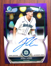 2023 Bowman Chrome Prospect JOSH HOOD On Card AUTO Purple Refractor /250